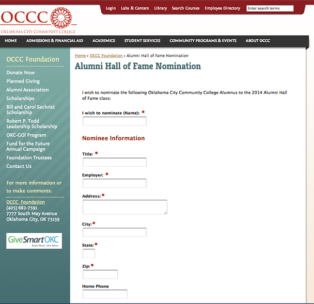 OCCC taking Hall of Fame nominations